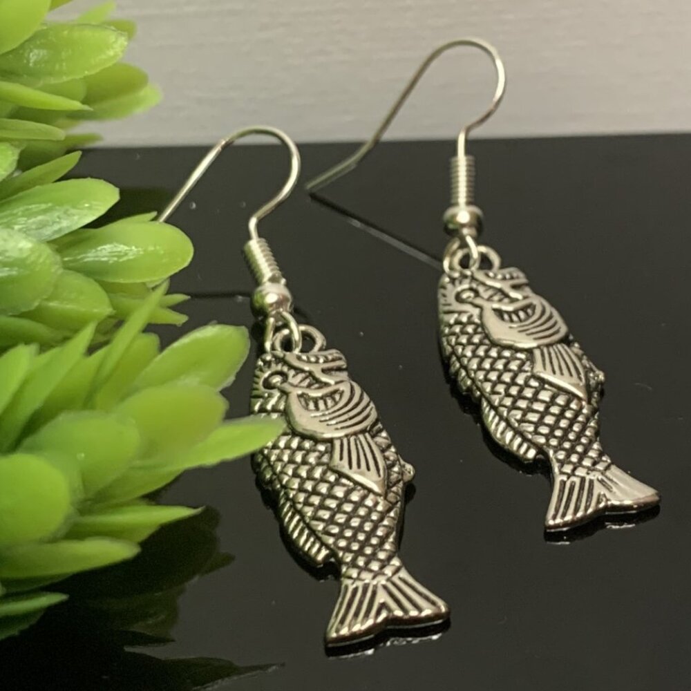 Fish Earring, Fishing Earring, Silly Animal Earring, Gift Idea, Fish Charm